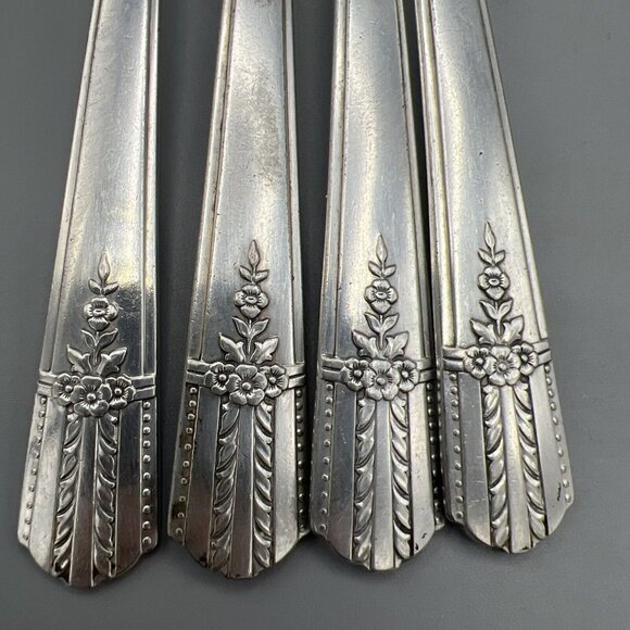 4 Dinner Forks WM A Rogers EVERLASTING A1 Plus Oneida 1940's Georgian Silverware - Picture 2 of 12